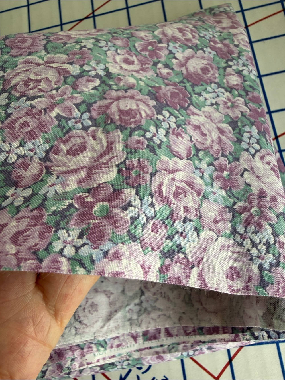 Vintage Peter Pan Fabrics Rose Floral Cotton 1 1/3+ Yds x 42 Mauve Lavender - Picture 11 of 12